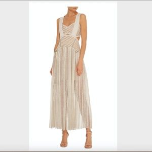 self-portrait Nude Mesh Peekaboo Fringe Cocktail D